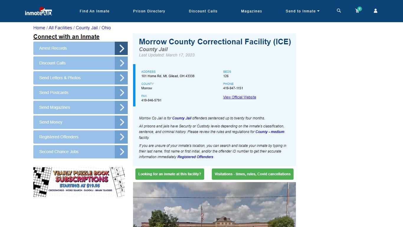 Morrow County Correctional Facility (ICE) - Inmate Locator - Mt. Gilead, OH